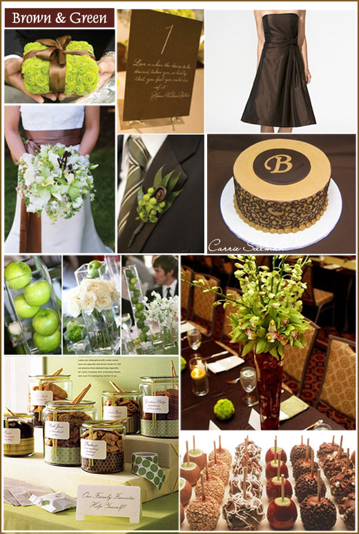 brown and green wedding cakes